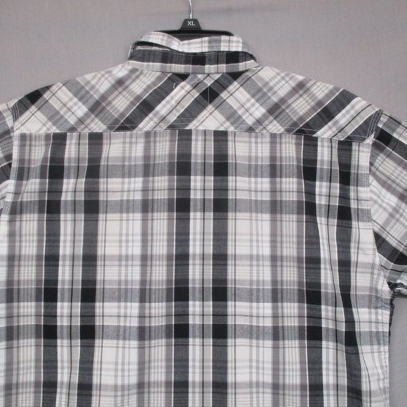 Levi Strauss Madras Plaid Button Down T-Shirt Black & Gray Men Size | M - Picture 7 of 8